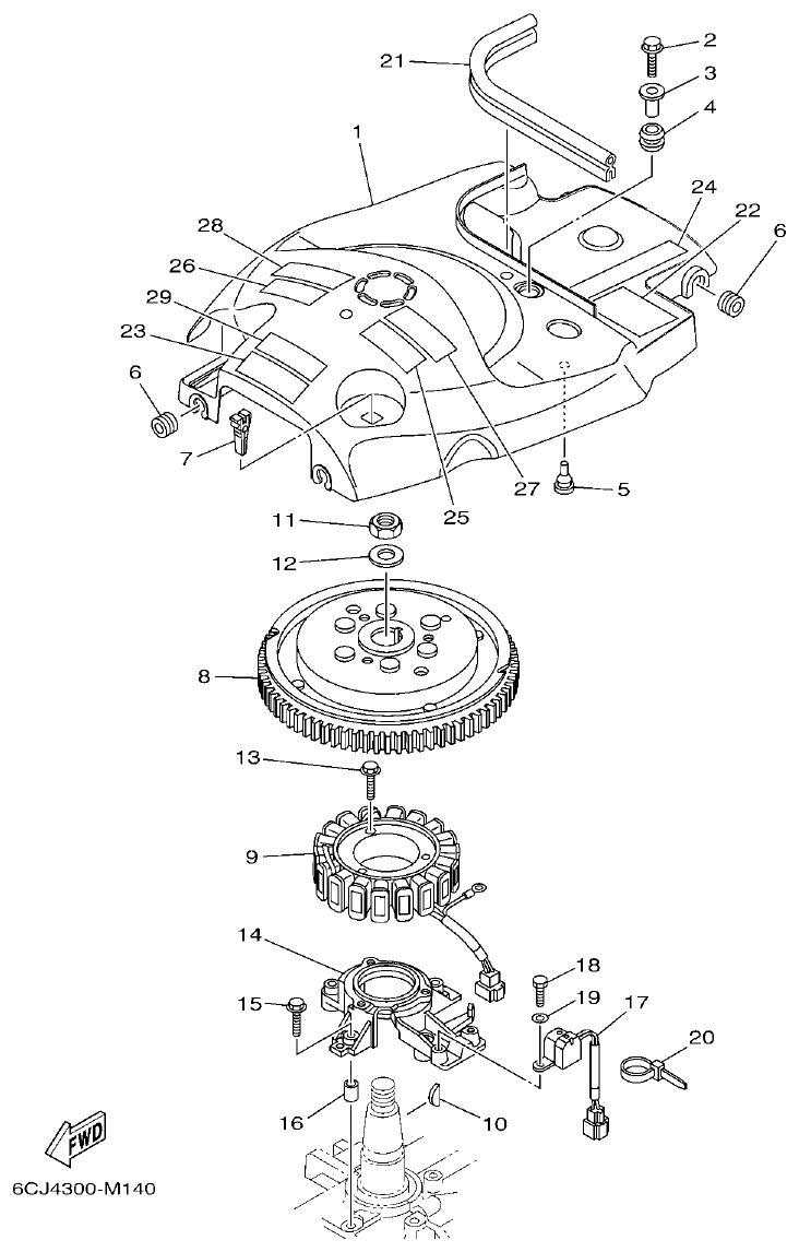 Yamaha F70AET GENERATOR parts diagram